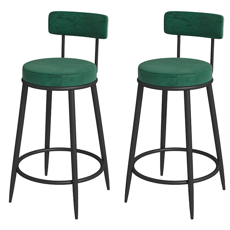 Glam Metal Upholstered Bar Stool Bristol Barstool with Iron Legs and Low Cushion Back