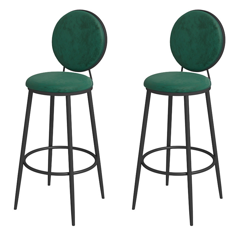 Glam Metal Upholstered Bar Stool Bristol Barstool with Iron Legs and Low Cushion Back