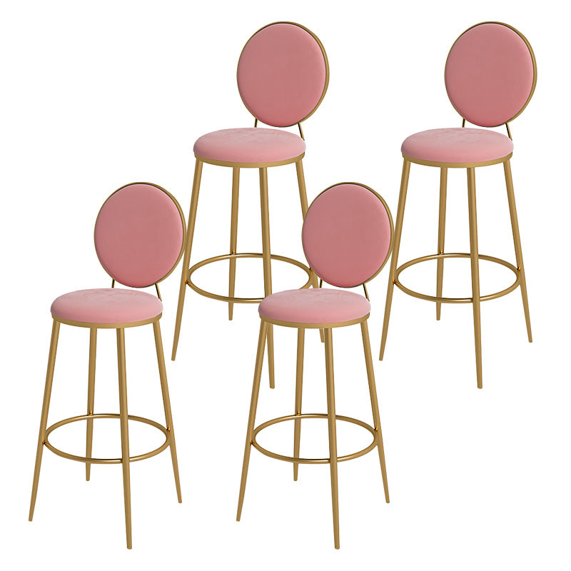 Glam Metal Upholstered Bar Stool Bristol Barstool with Iron Legs and Low Cushion Back