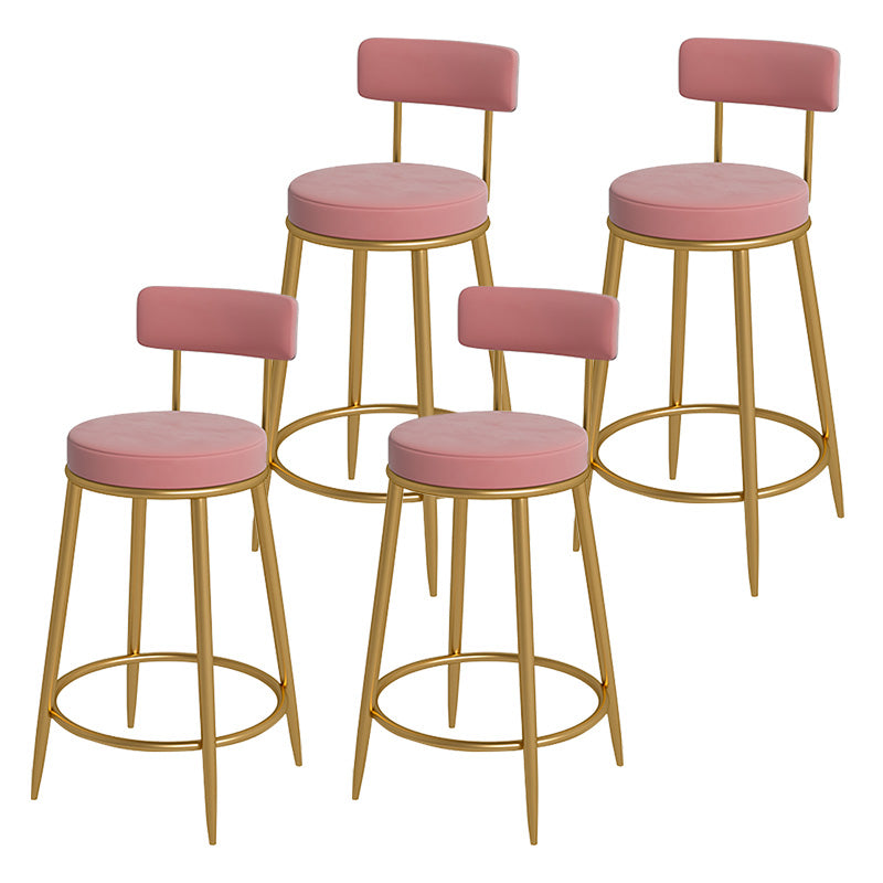 Glam Metal Upholstered Bar Stool Bristol Barstool with Iron Legs and Low Cushion Back