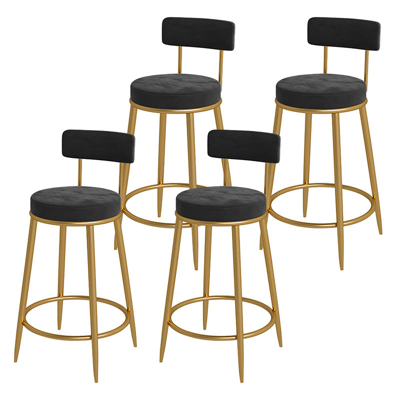 Glam Metal Upholstered Bar Stool Bristol Barstool with Iron Legs and Low Cushion Back