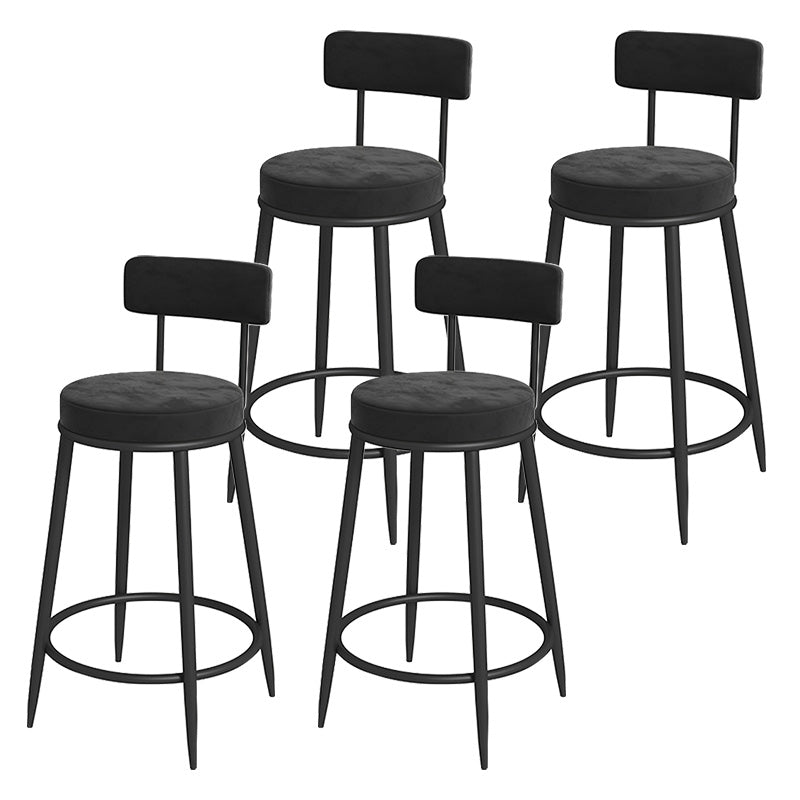 Glam Metal Upholstered Bar Stool Bristol Barstool with Iron Legs and Low Cushion Back
