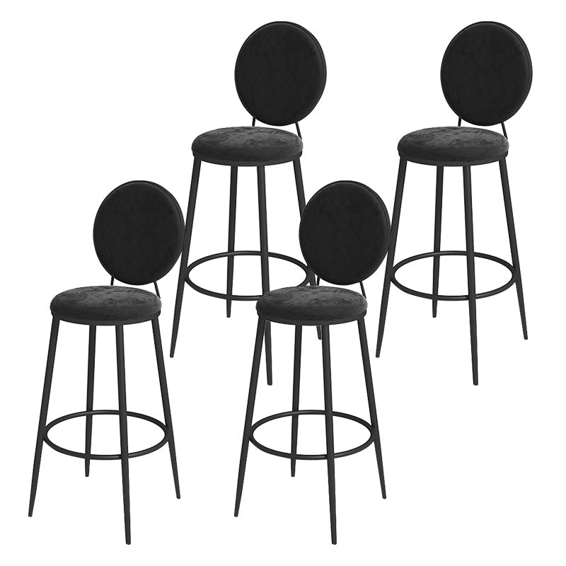 Glam Metal Upholstered Bar Stool Bristol Barstool with Iron Legs and Low Cushion Back