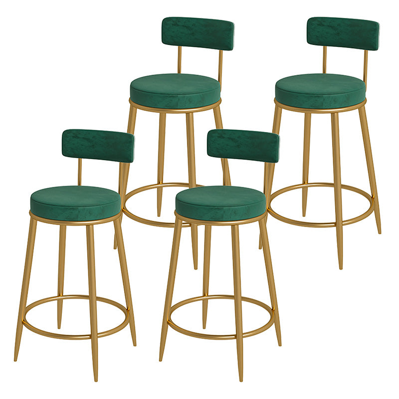 Glam Metal Upholstered Bar Stool Bristol Barstool with Iron Legs and Low Cushion Back