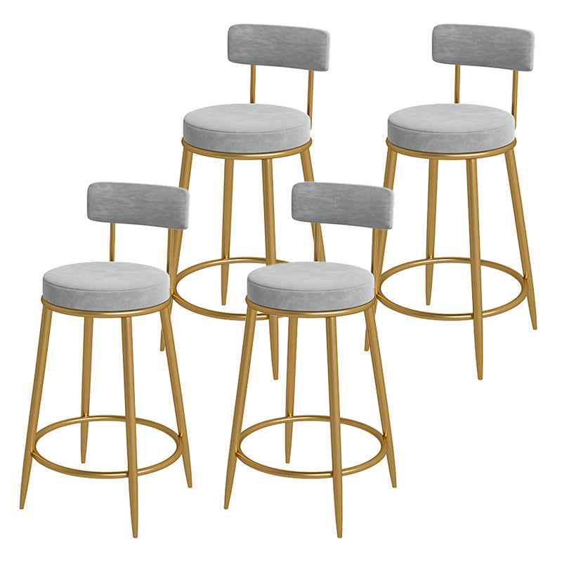 Glam Metal Upholstered Bar Stool Bristol Barstool with Iron Legs and Low Cushion Back