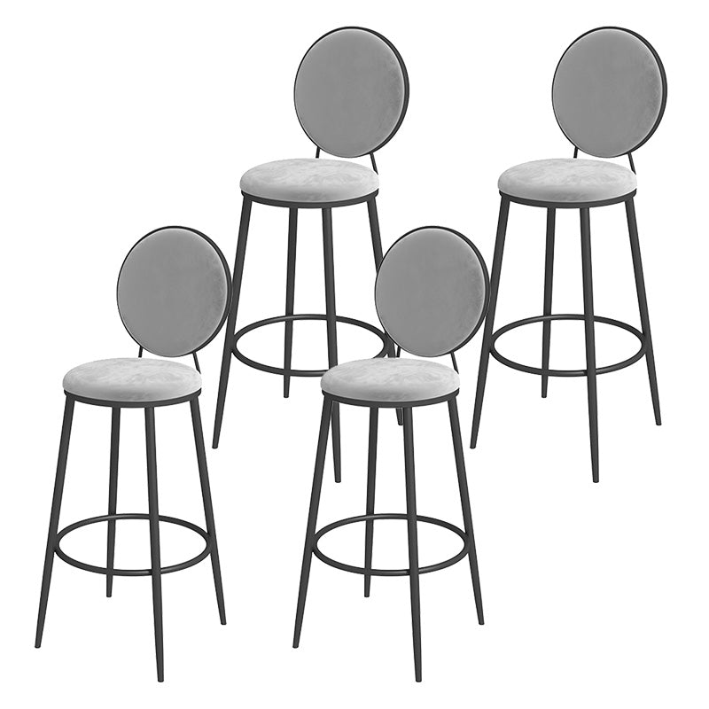 Glam Metal Upholstered Bar Stool Bristol Barstool with Iron Legs and Low Cushion Back