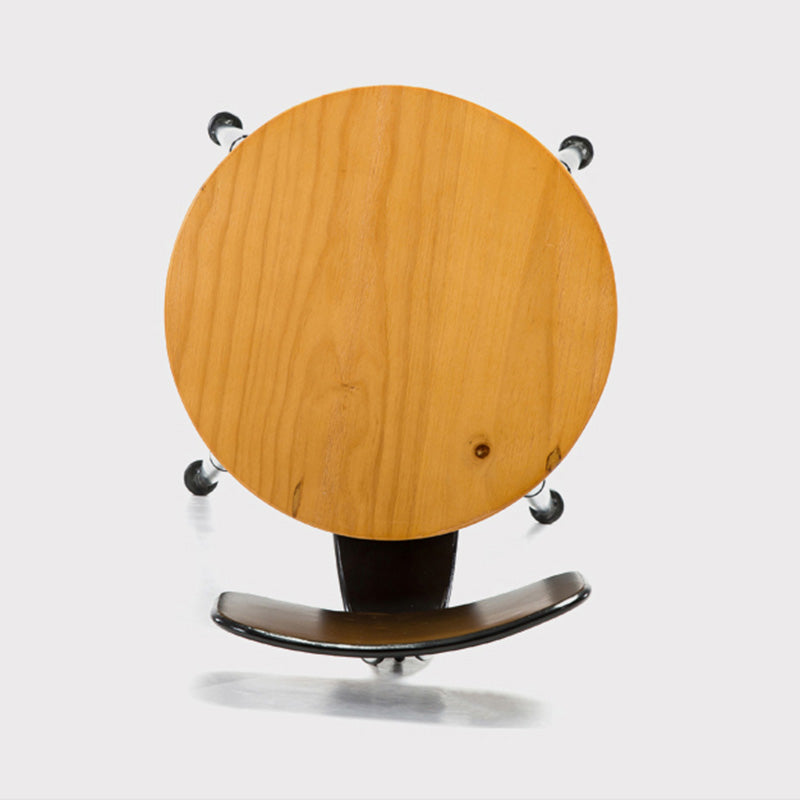 Coffee Shop Footrest Bar Stool Wood Counter-height Stool with Iron Legs
