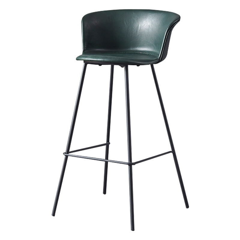 Restaurant Low Back Bar Stool Modern Leather Footrest Counter Height Stool
