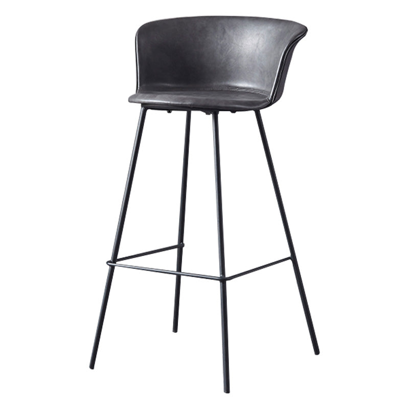 Restaurant Low Back Bar Stool Modern Leather Footrest Counter Height Stool