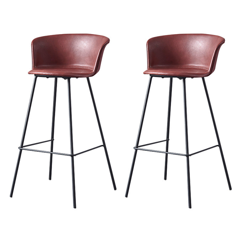 Restaurant Low Back Bar Stool Modern Leather Footrest Counter Height Stool