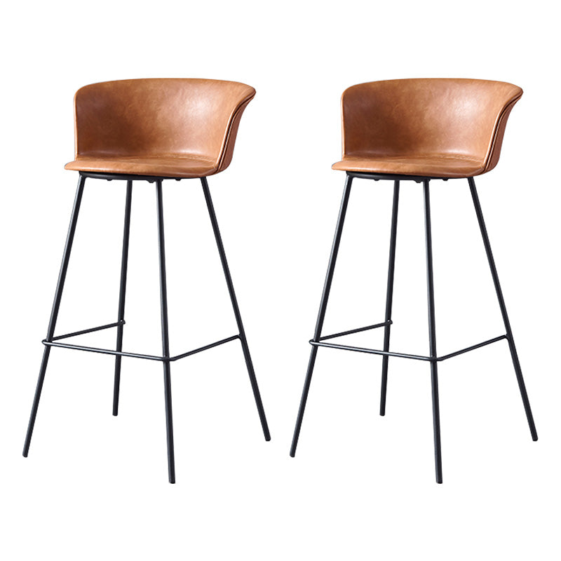 Restaurant Low Back Bar Stool Modern Leather Footrest Counter Height Stool