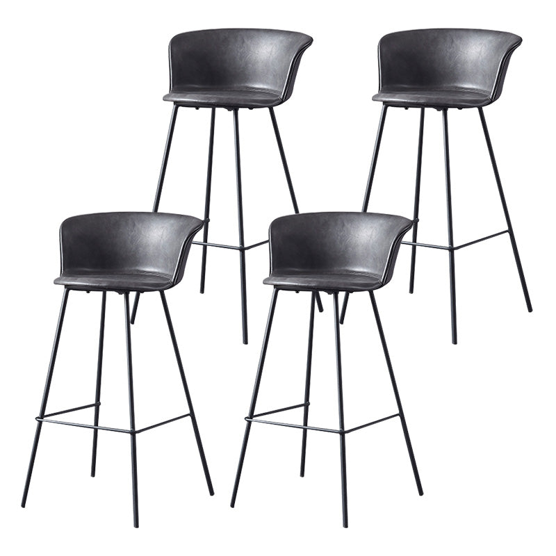 Restaurant Low Back Bar Stool Modern Leather Footrest Counter Height Stool