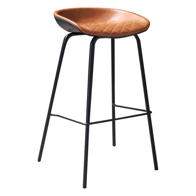 Barhocker aus Metall im Vintage-Stil mit niedriger Rückenlehne und Riemenpedal, 30-Zoll-Barhocker