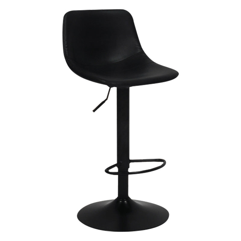 Taburete de bar de metal contemporáneo con respaldo para interior con asiento de cuero