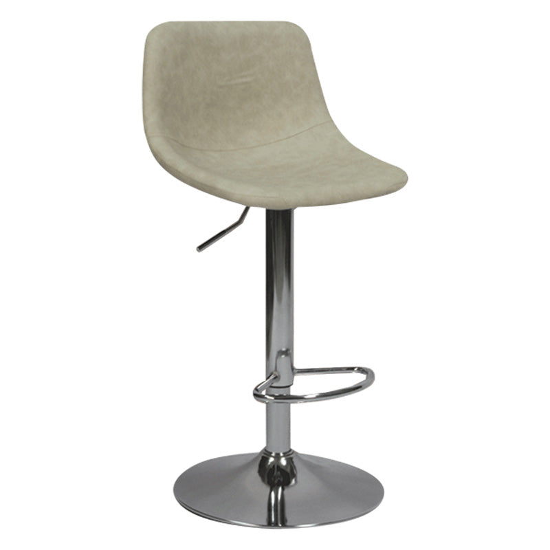 Taburete de bar de metal contemporáneo con respaldo para interior con asiento de cuero