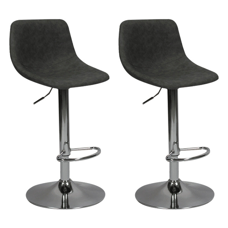 Taburete de bar de metal contemporáneo con respaldo para interior con asiento de cuero