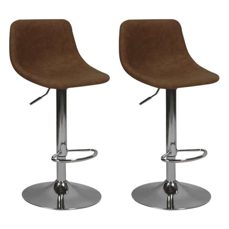 Taburete de bar de metal contemporáneo con respaldo para interior con asiento de cuero
