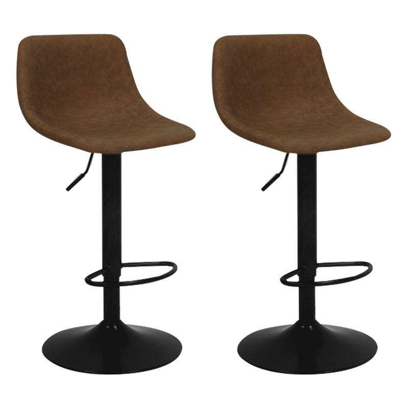 Taburete de bar de metal contemporáneo con respaldo para interior con asiento de cuero