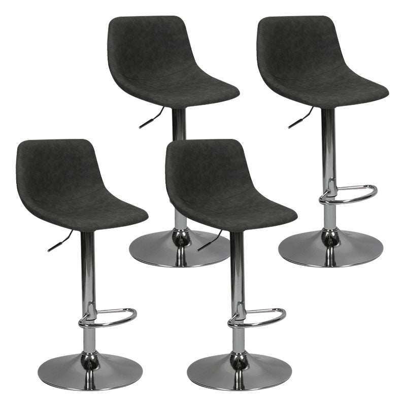 Taburete de bar de metal contemporáneo con respaldo para interior con asiento de cuero