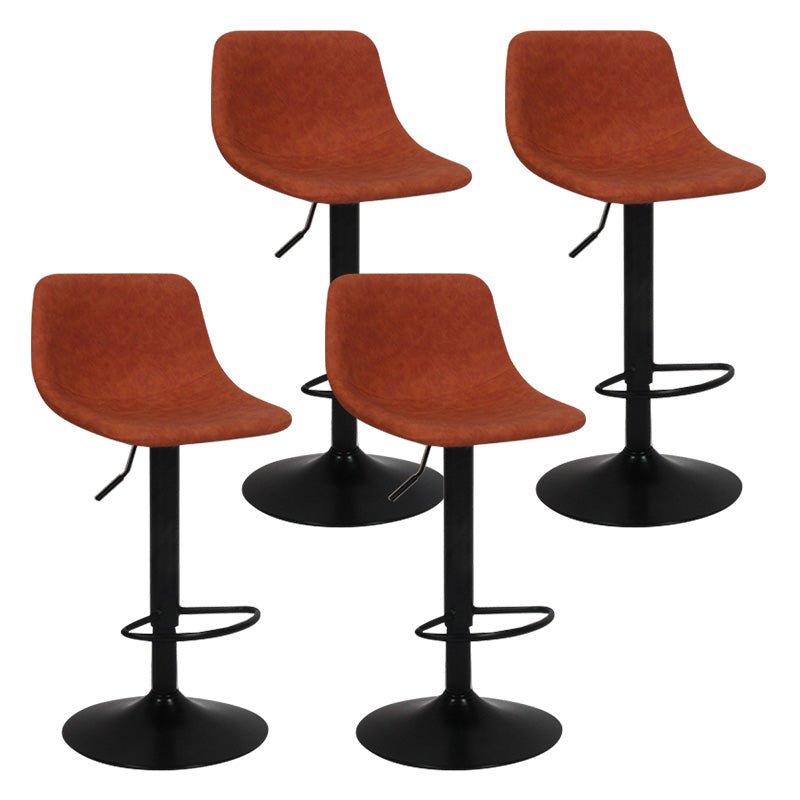 Taburete de bar de metal contemporáneo con respaldo para interior con asiento de cuero