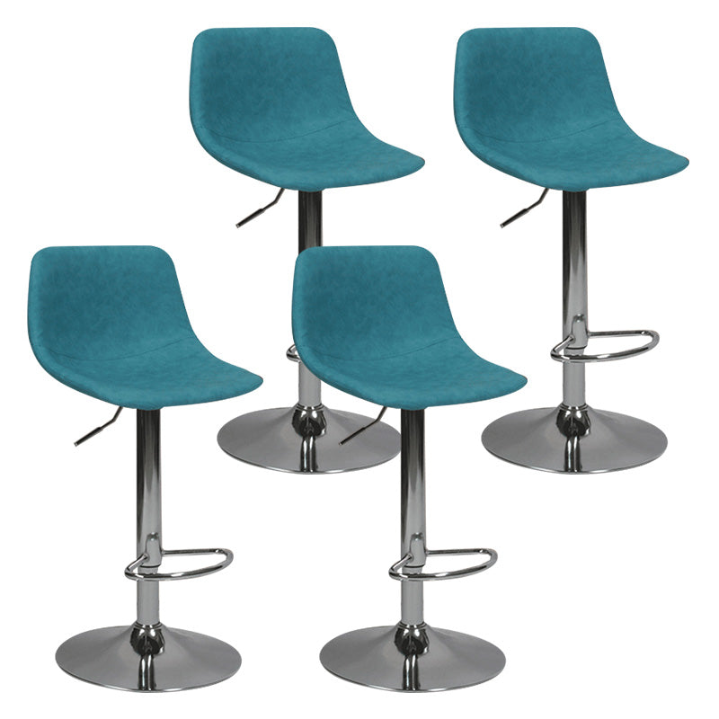 Taburete de bar de metal contemporáneo con respaldo para interior con asiento de cuero