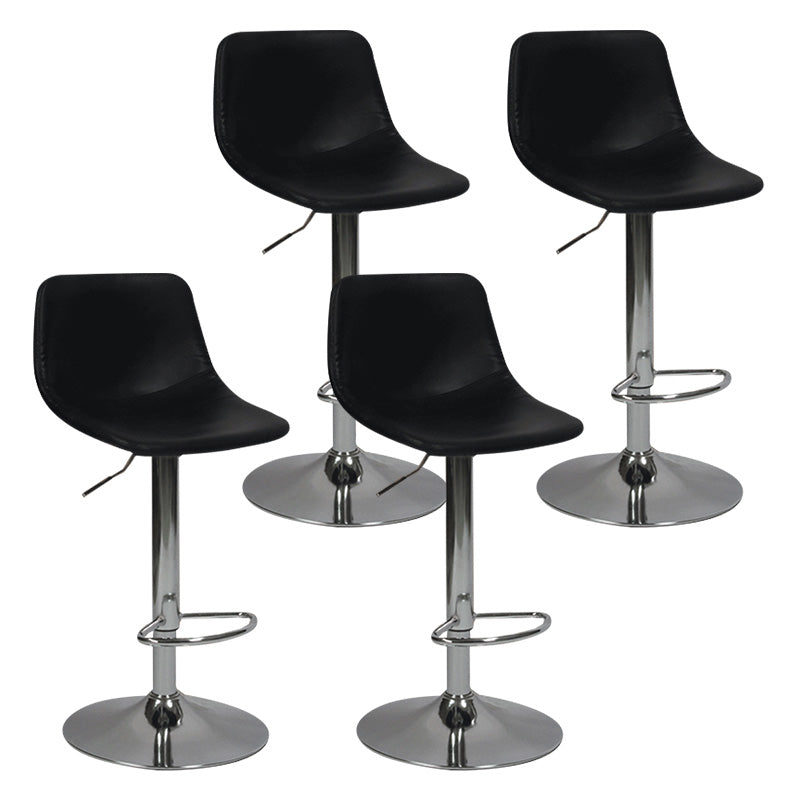 Taburete de bar de metal contemporáneo con respaldo para interior con asiento de cuero