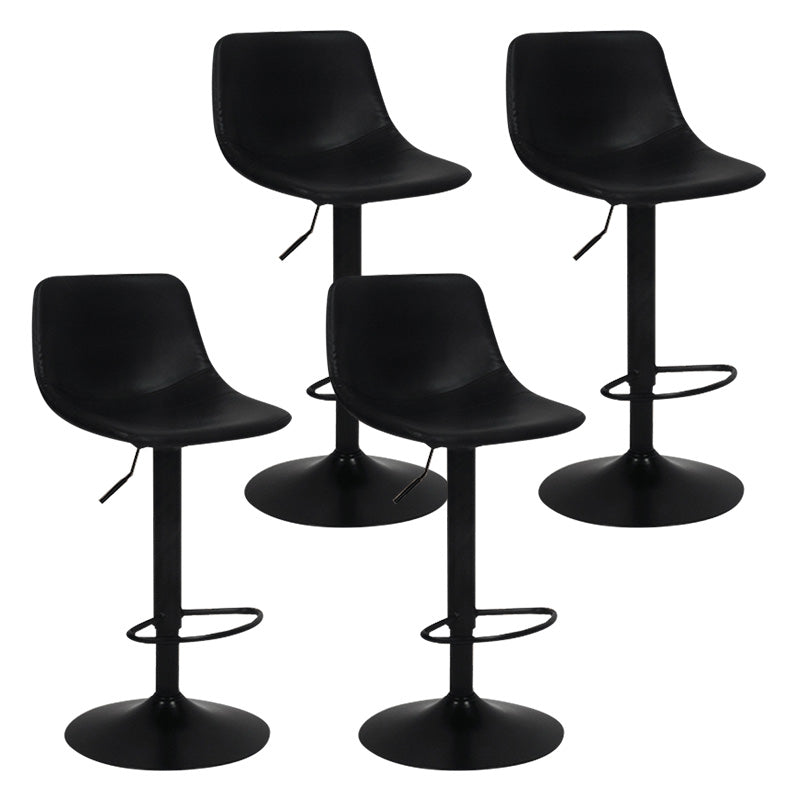 Taburete de bar de metal contemporáneo con respaldo para interior con asiento de cuero