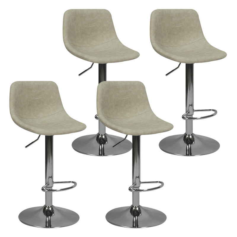 Taburete de bar de metal contemporáneo con respaldo para interior con asiento de cuero