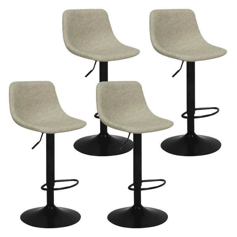Taburete de bar de metal contemporáneo con respaldo para interior con asiento de cuero