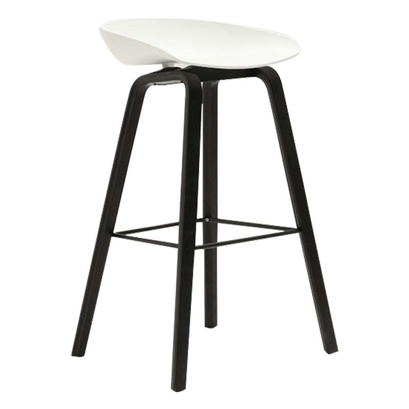 Modern Beech Bar Stool Backrest Bucket Counter Height Stool with Plastic Seat