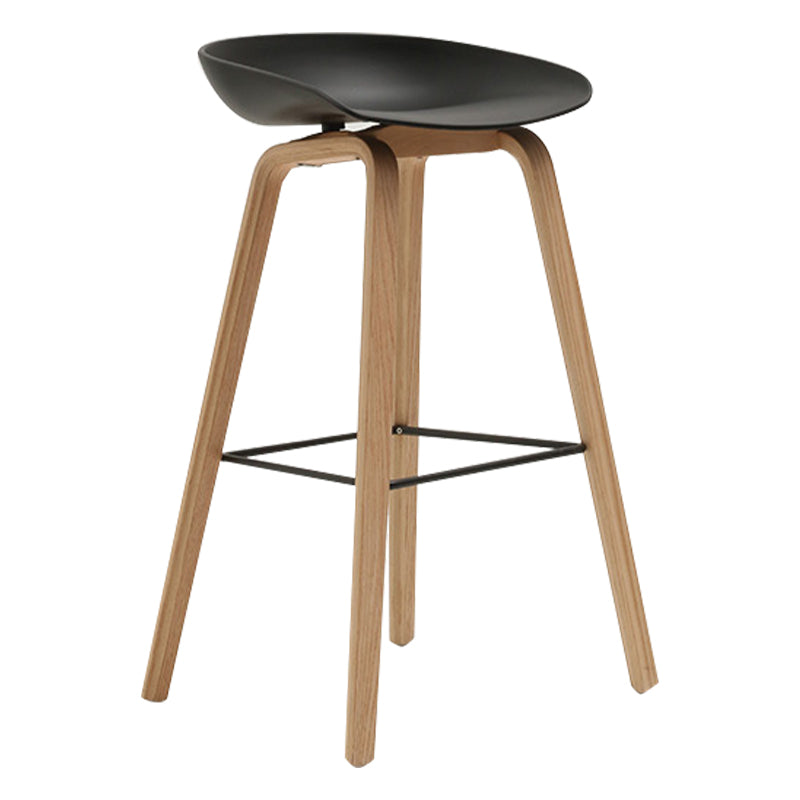 Modern Beech Bar Stool Backrest Bucket Counter Height Stool with Plastic Seat