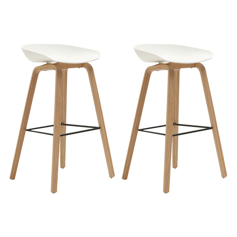 Modern Beech Bar Stool Backrest Bucket Counter Height Stool with Plastic Seat
