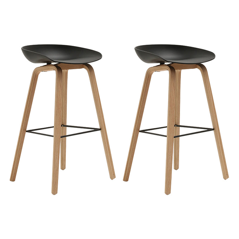 Modern Beech Bar Stool Backrest Bucket Counter Height Stool with Plastic Seat