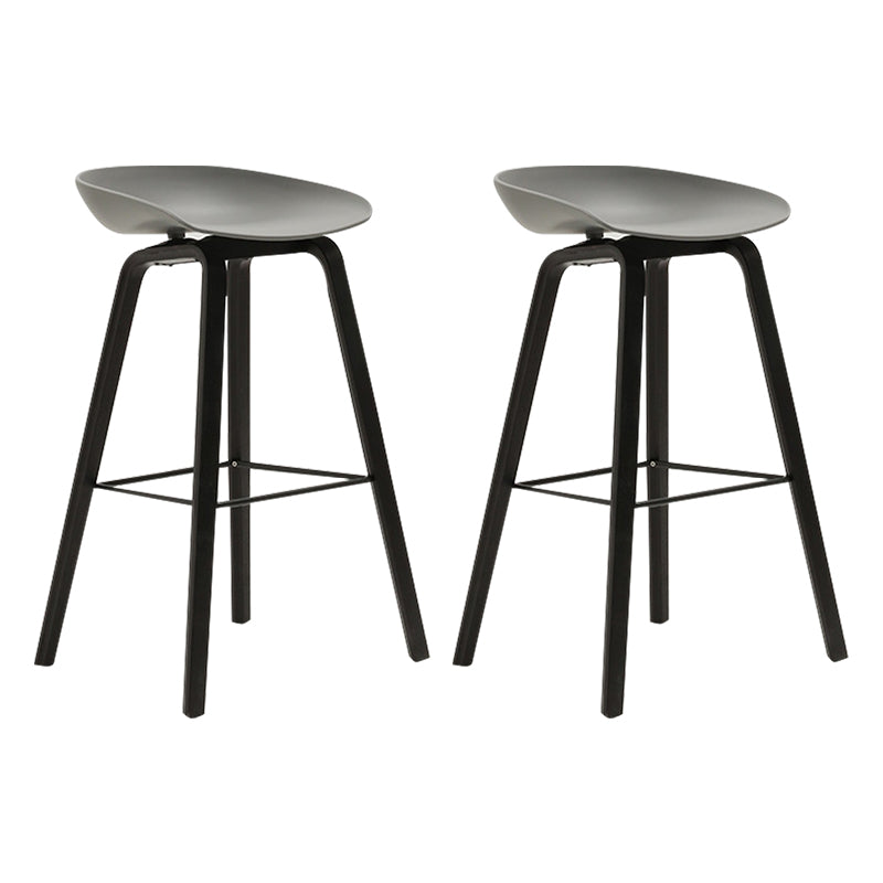 Modern Beech Bar Stool Backrest Bucket Counter Height Stool with Plastic Seat