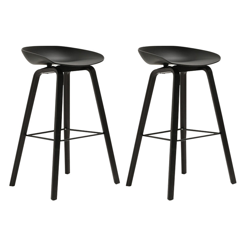 Modern Beech Bar Stool Backrest Bucket Counter Height Stool with Plastic Seat
