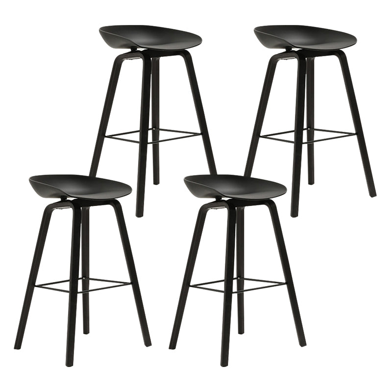 Modern Beech Bar Stool Backrest Bucket Counter Height Stool with Plastic Seat