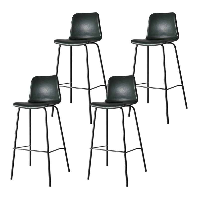 Taburete de bar de cuero interior moderno con reposapiés y respaldo bajo