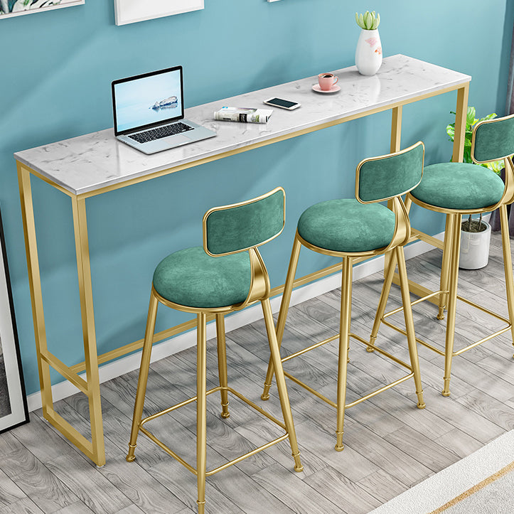 Mesa de comedor de altura de pub dorado mesa de mostrador de fútbol de glam rectángulo, solo mesa