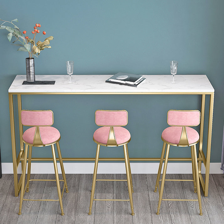 Mesa de comedor de altura de pub dorado mesa de mostrador de fútbol de glam rectángulo, solo mesa