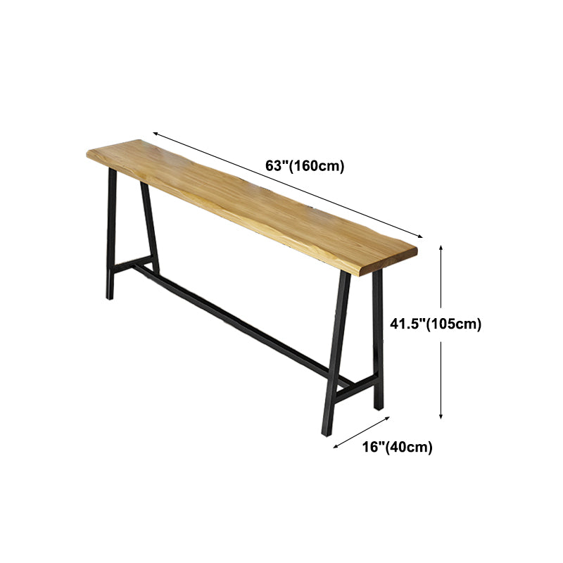 Natural and Black Modern Counter Table Trestle Footrest Bistro Bar Table