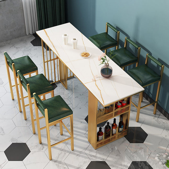 Modern Marble Storage Counter Height Table Modern Rectangle Bar Height Pub Table