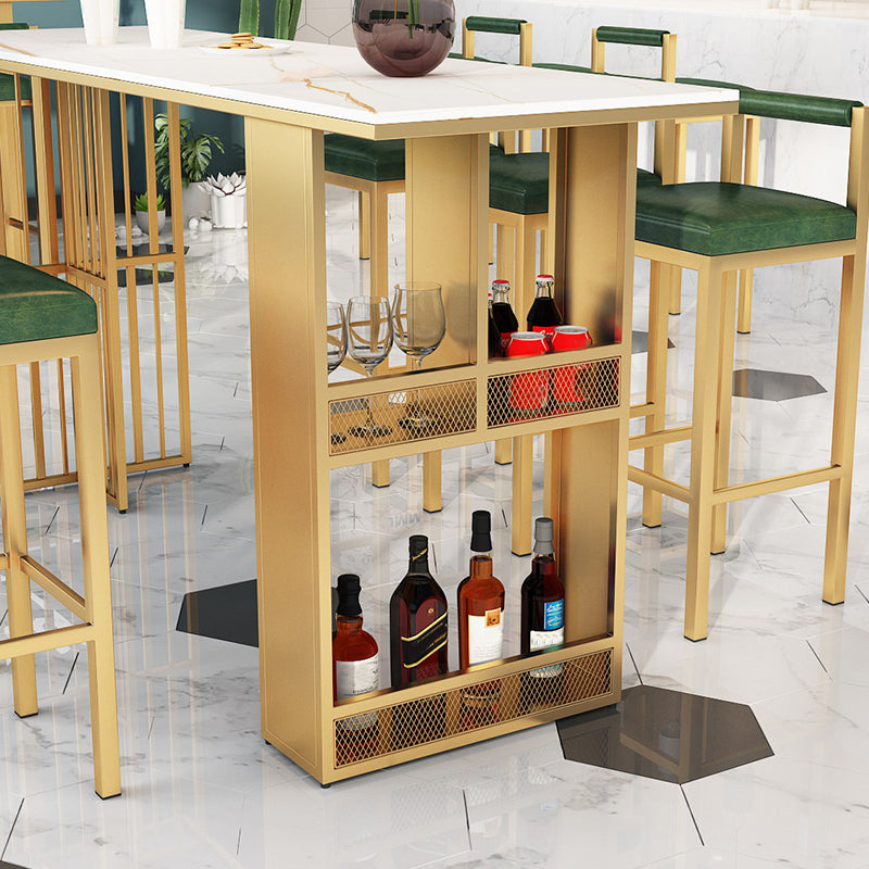 Modern Marble Storage Counter Height Table Modern Rectangle Bar Height Pub Table