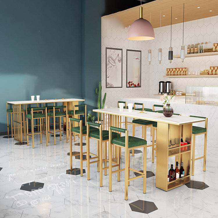 Modern Marble Storage Counter Height Table Modern Rectangle Bar Height Pub Table