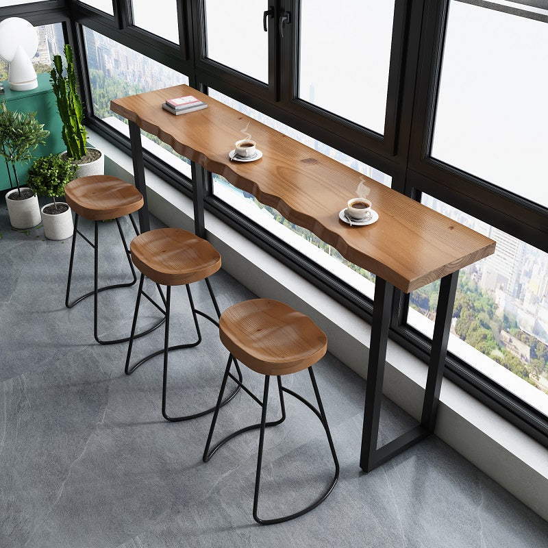 Solid Wood Brown Bar Height Pub Table Sled Modern Bar Height Cocktail Table