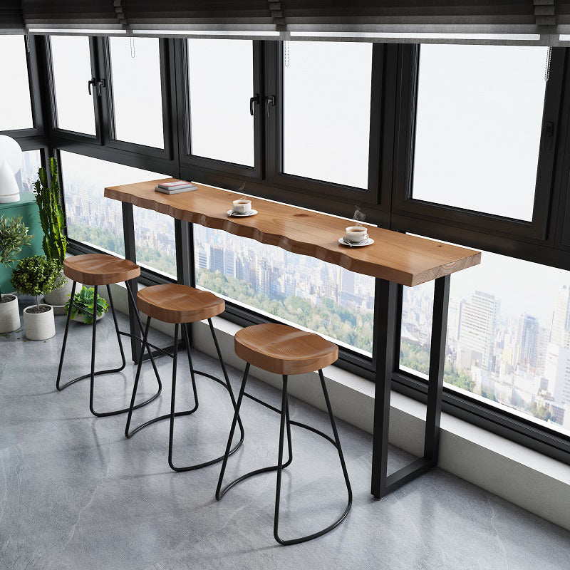 Solid Wood Brown Bar Height Pub Table Sled Modern Bar Height Cocktail Table