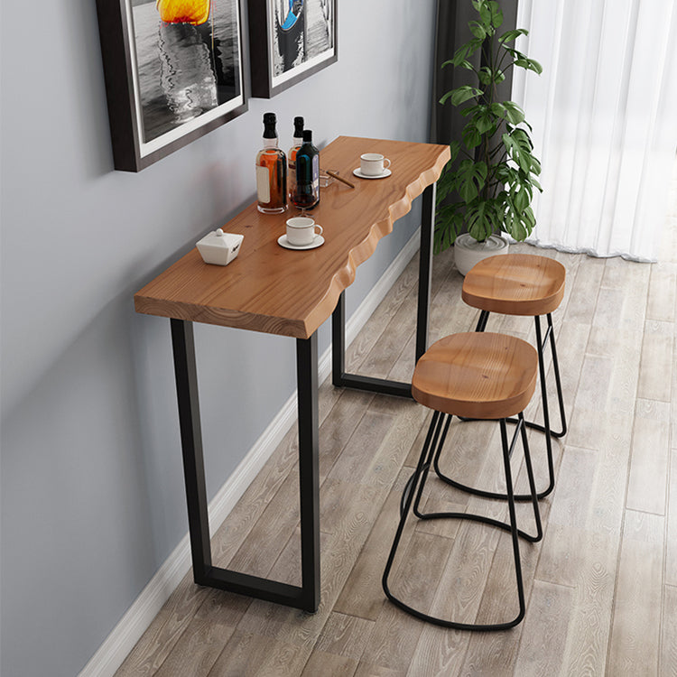 Solid Wood Brown Bar Height Pub Table Sled Modern Bar Height Cocktail Table