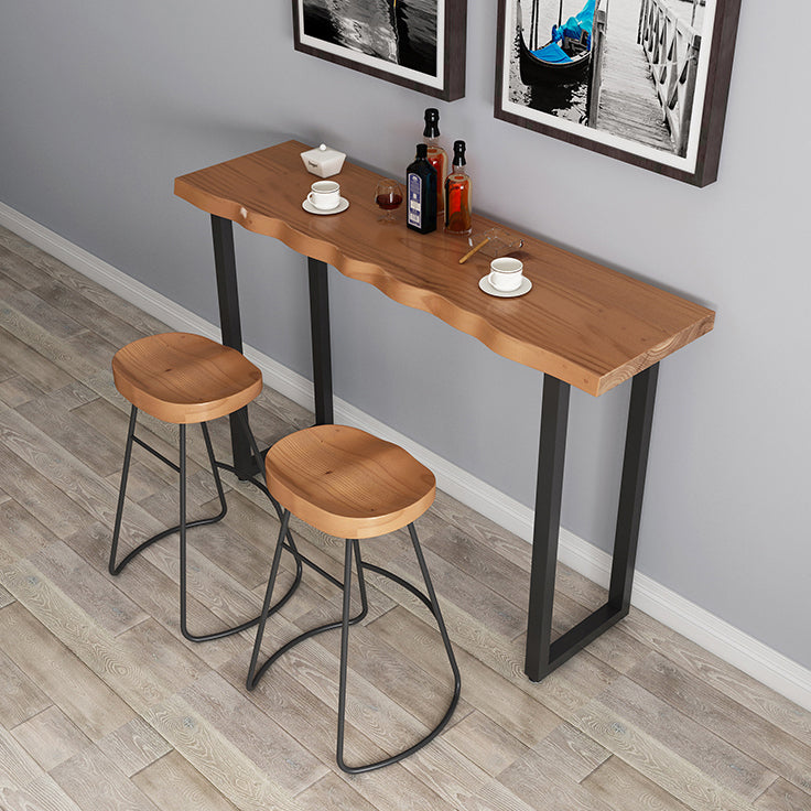 Solid Wood Brown Bar Height Pub Table Sled Modern Bar Height Cocktail Table