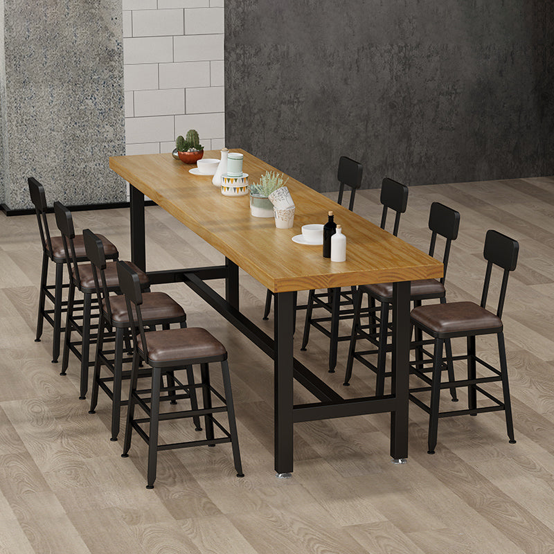 Cafe Modern Solid Wood Bistro Table Rectangle Footrest Trestle Pub Bar Table