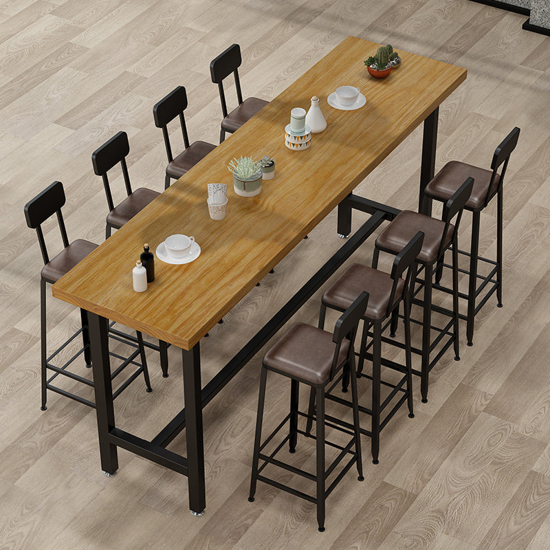 Cafe Modern Solid Wood Bistro Table Rectangle Footrest Trestle Pub Bar Table