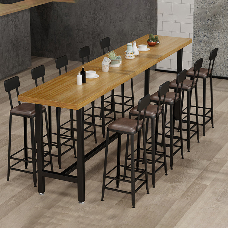 Cafe Modern Solid Wood Bistro Table Rectangle Footrest Trestle Pub Bar Table